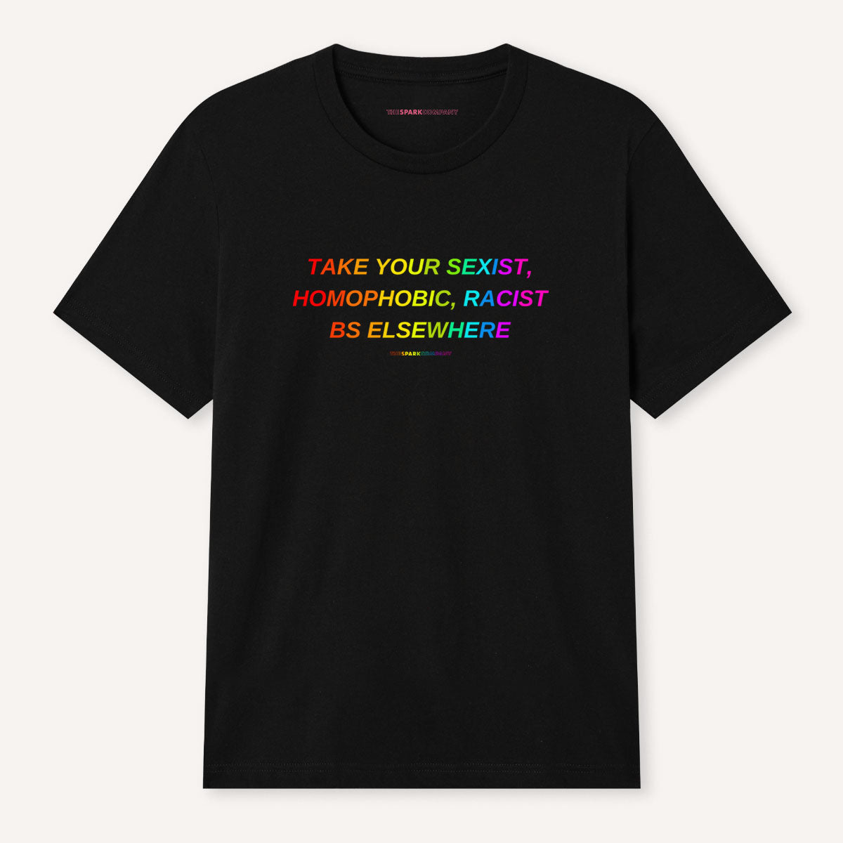 Take Your BS Elsewhere Rainbow Men's T-Shirt-Feminist Apparel, Feminist Clothing, Men's Feminist T Shirt, BC3001-The Spark Company