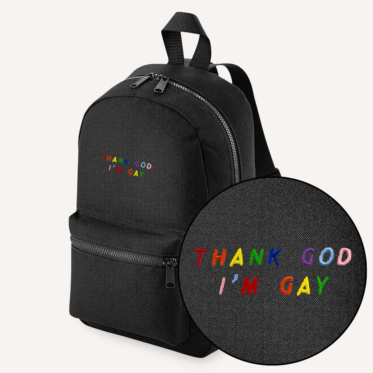Thank God I'm Gay Embroidered Mini Backpack-LGBT Apparel, LGBT Gift, LGBT Mini Backpack, BG153-The Spark Company