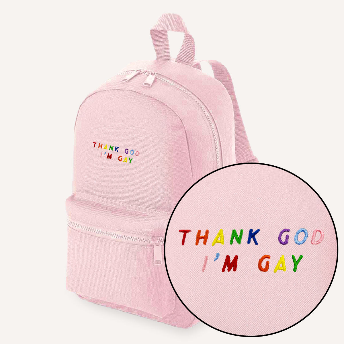 Thank God I'm Gay Embroidered Mini Backpack-LGBT Apparel, LGBT Gift, LGBT Mini Backpack, BG153-The Spark Company
