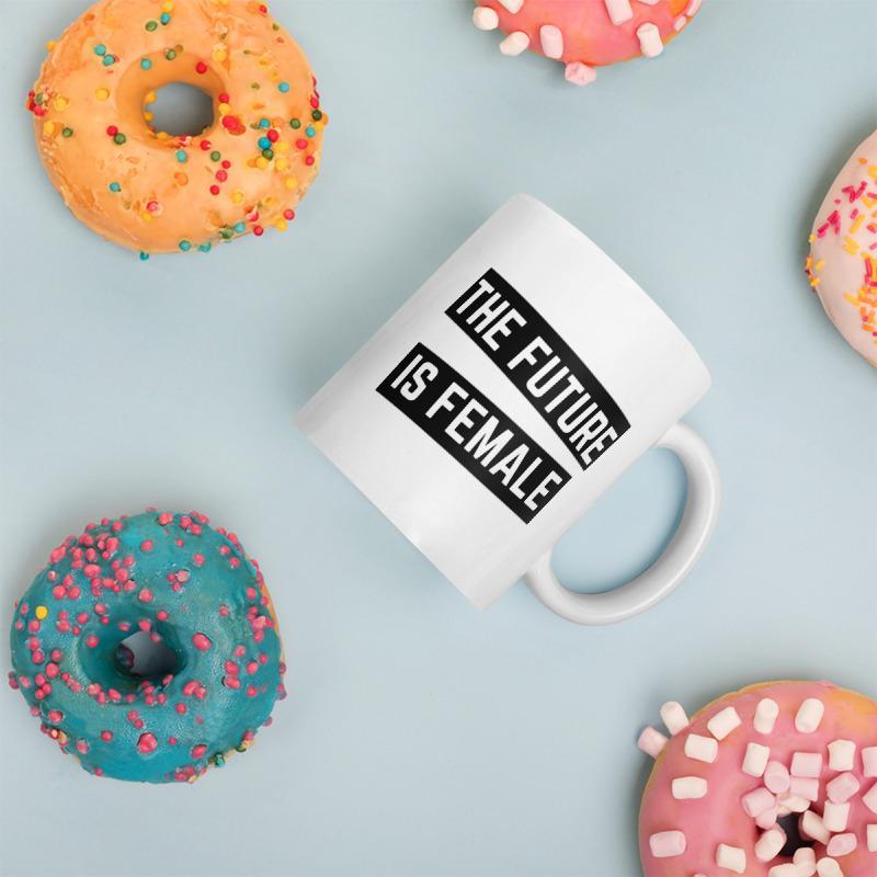 The Future Is Female (Punk) Mug-Feminist Apparel, Feminist Gift, Feminist Coffee Mug, 11oz White Ceramic-The Spark Company