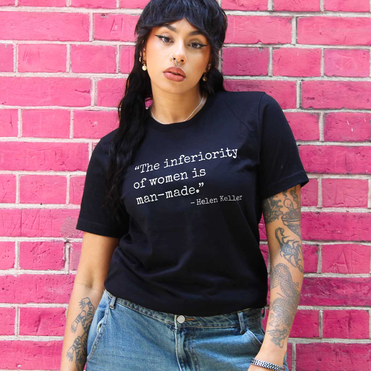 The Inferiority Of Women Is Man-Made T-Shirt-Feminist Apparel, Feminist Clothing, Feminist T Shirt, BC3001-The Spark Company