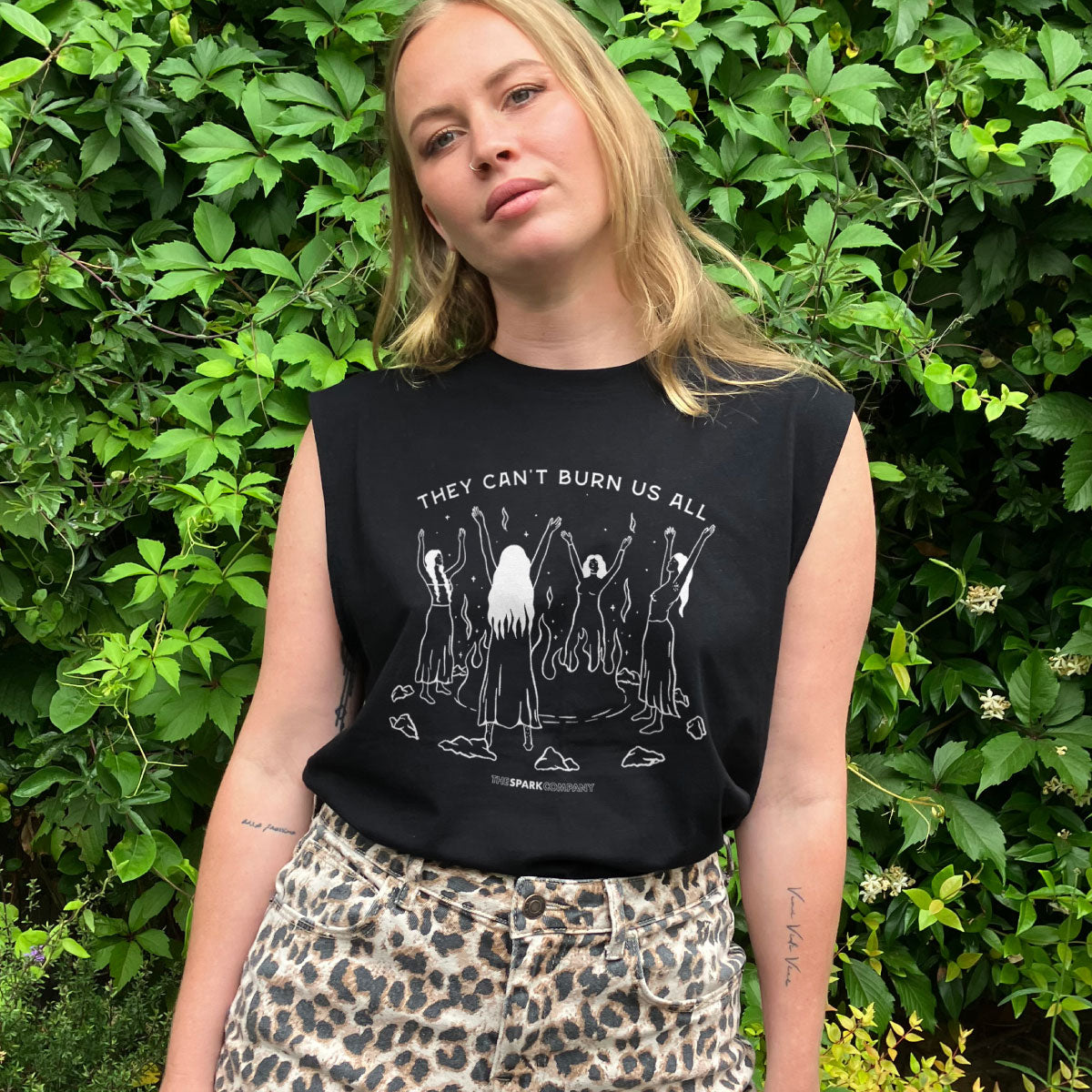 They Can't Burn Us All Sleeveless T-Shirt-Feminist Apparel, Feminist Clothing, Feminist Sleeveless T Shirt, EP01S-The Spark Company