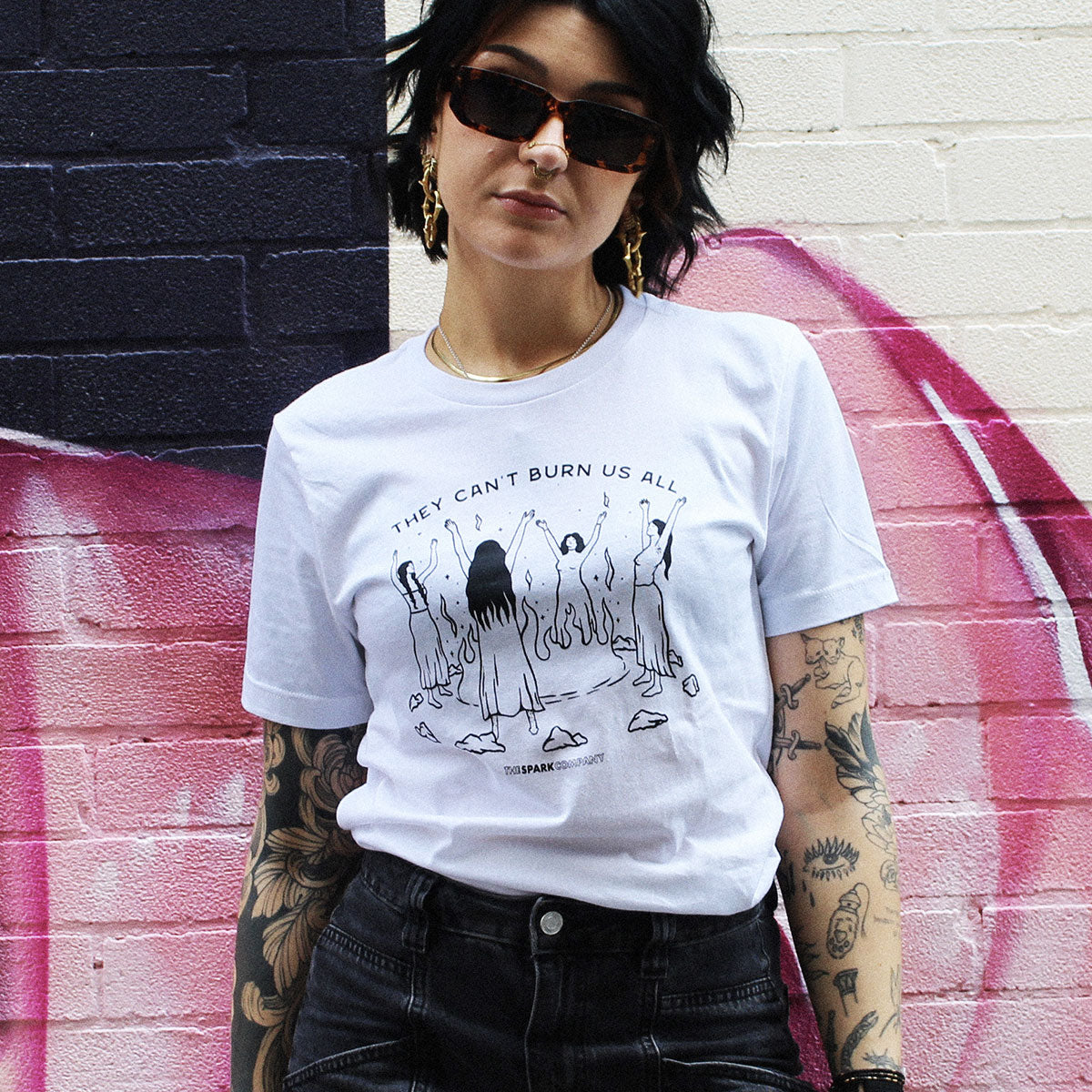 They Can't Burn Us All T-Shirt-Feminist Apparel, Feminist Clothing, Feminist T Shirt, BC3001-The Spark Company