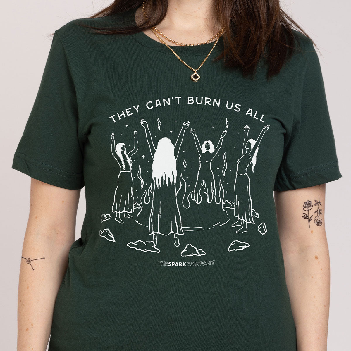 They Can't Burn Us All T-Shirt-Feminist Apparel, Feminist Clothing, Feminist T Shirt, BC3001-The Spark Company