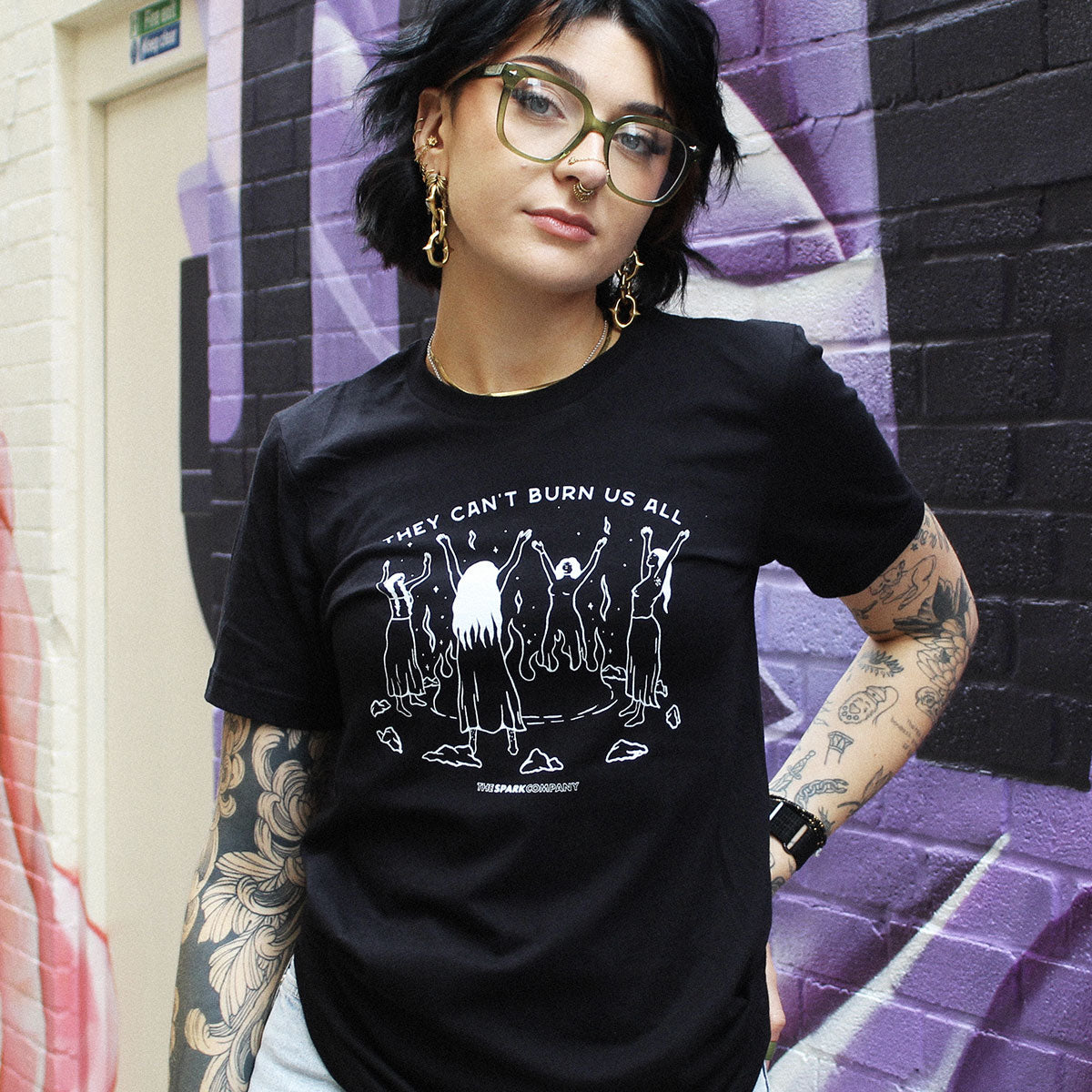 They Can't Burn Us All T-Shirt-Feminist Apparel, Feminist Clothing, Feminist T Shirt, BC3001-The Spark Company