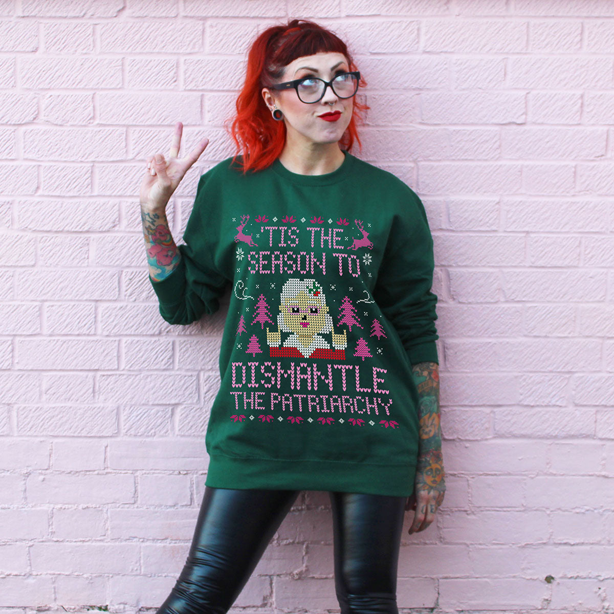 Tis The Season To Dismantle The Patriarchy Ugly Christmas Jumper-Feminist Apparel, Feminist Clothing, Feminist Sweatshirt, JH030-The Spark Company
