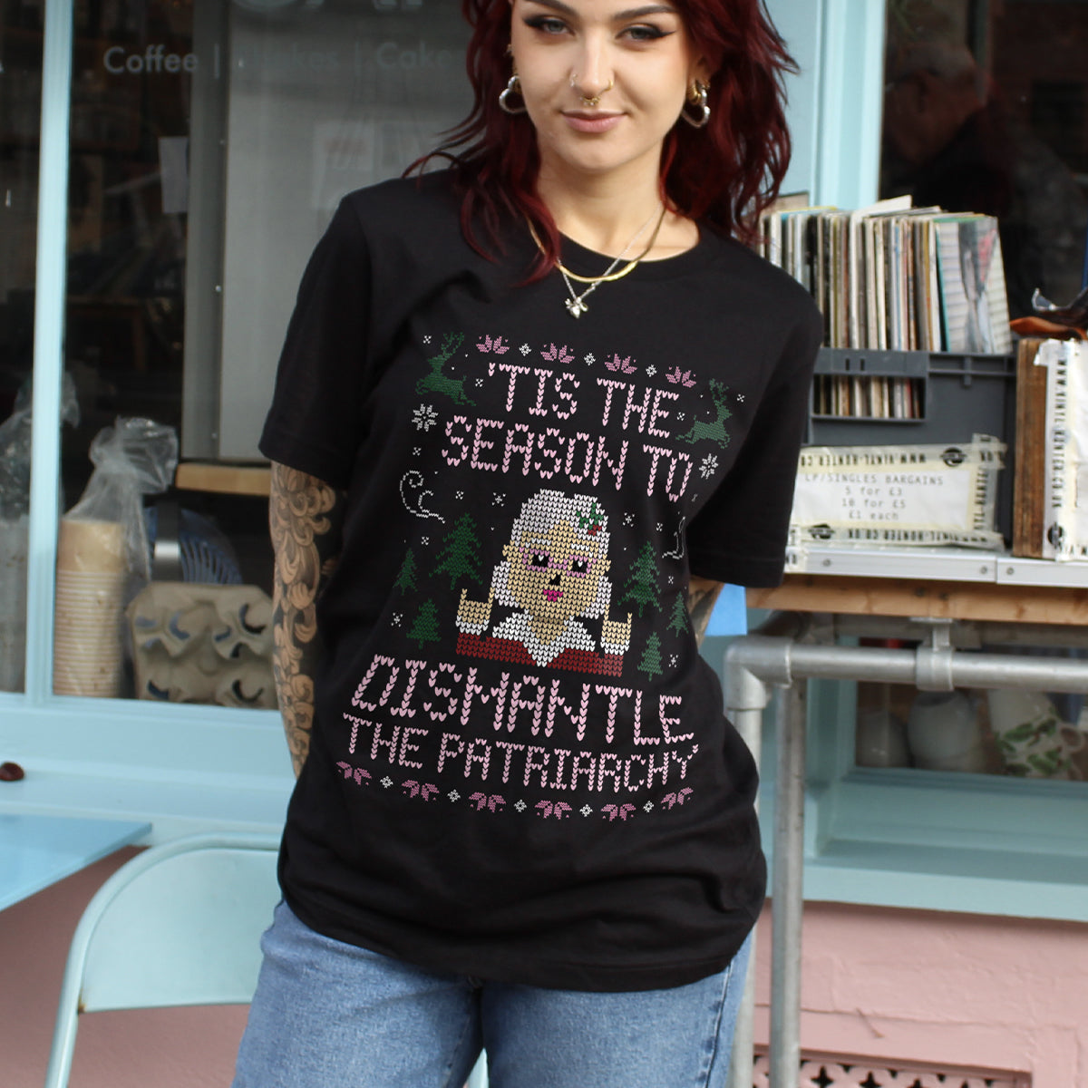 Tis The Season To Dismantle The Patriarchy Ugly Christmas T-Shirt-Feminist Apparel, Feminist Clothing, Feminist T Shirt, BC3001-The Spark Company