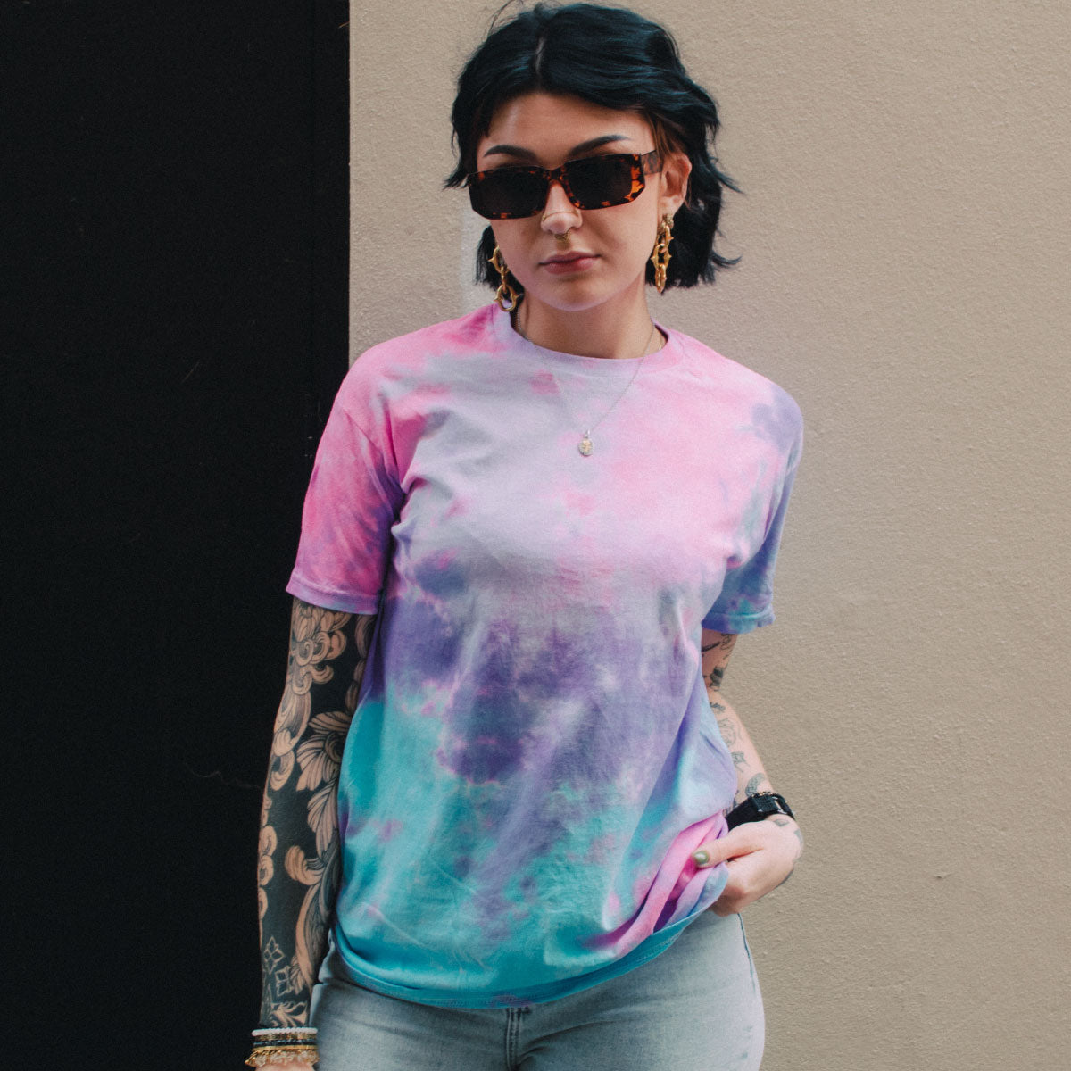 Trans Flag Inspired Tie Dye T-Shirt-LGBT Apparel, LGBT Clothing, LGBT T Shirt, TD02M-The Spark Company