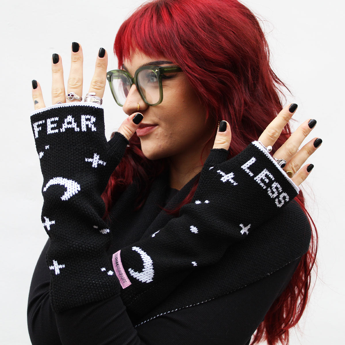 Witch 'Fearless' Fingerless Wrist Warmers-Feminist Apparel, Feminist Clothing, Feminist Fingerless Wrist Warmers-The Spark Company