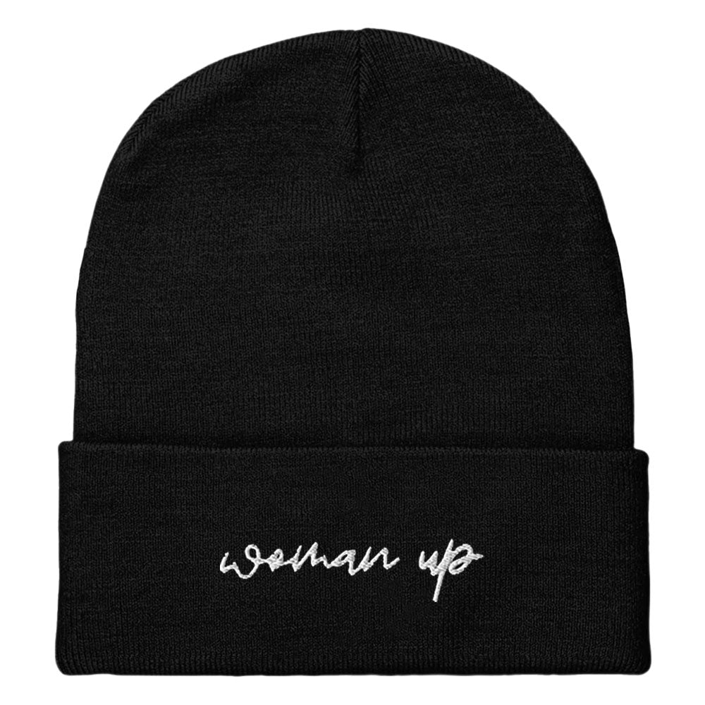 Woman Up Embroidered Beanie Hat-Feminist Apparel, Feminist Gift, Feminist Cuffed Beanie Hat, BB45-The Spark Company