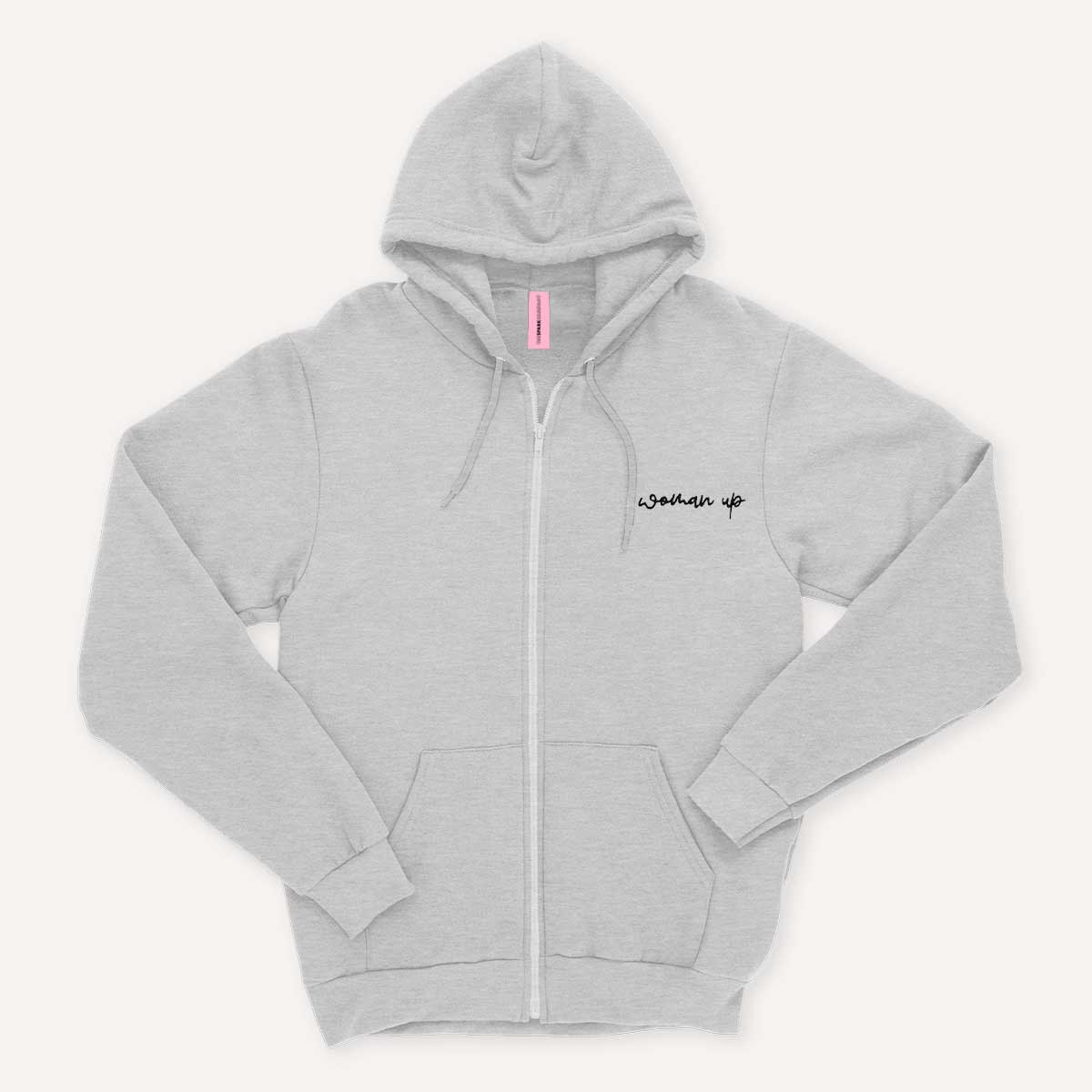 Woman Up Embroidered Detail Zipped Hoodie-Feminist Apparel, Feminist Clothing, Feminist Zoodie, JH050-The Spark Company