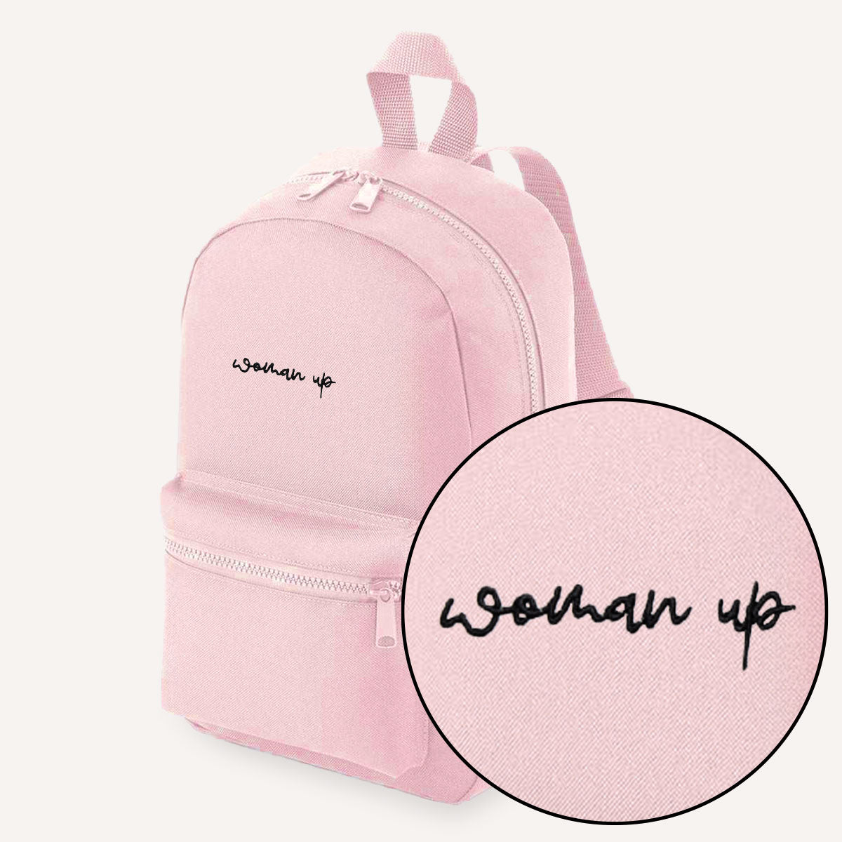 Woman Up Embroidered Mini Backpack-Feminist Apparel, Feminist Gift, Feminist Mini Backpack, BG153-The Spark Company