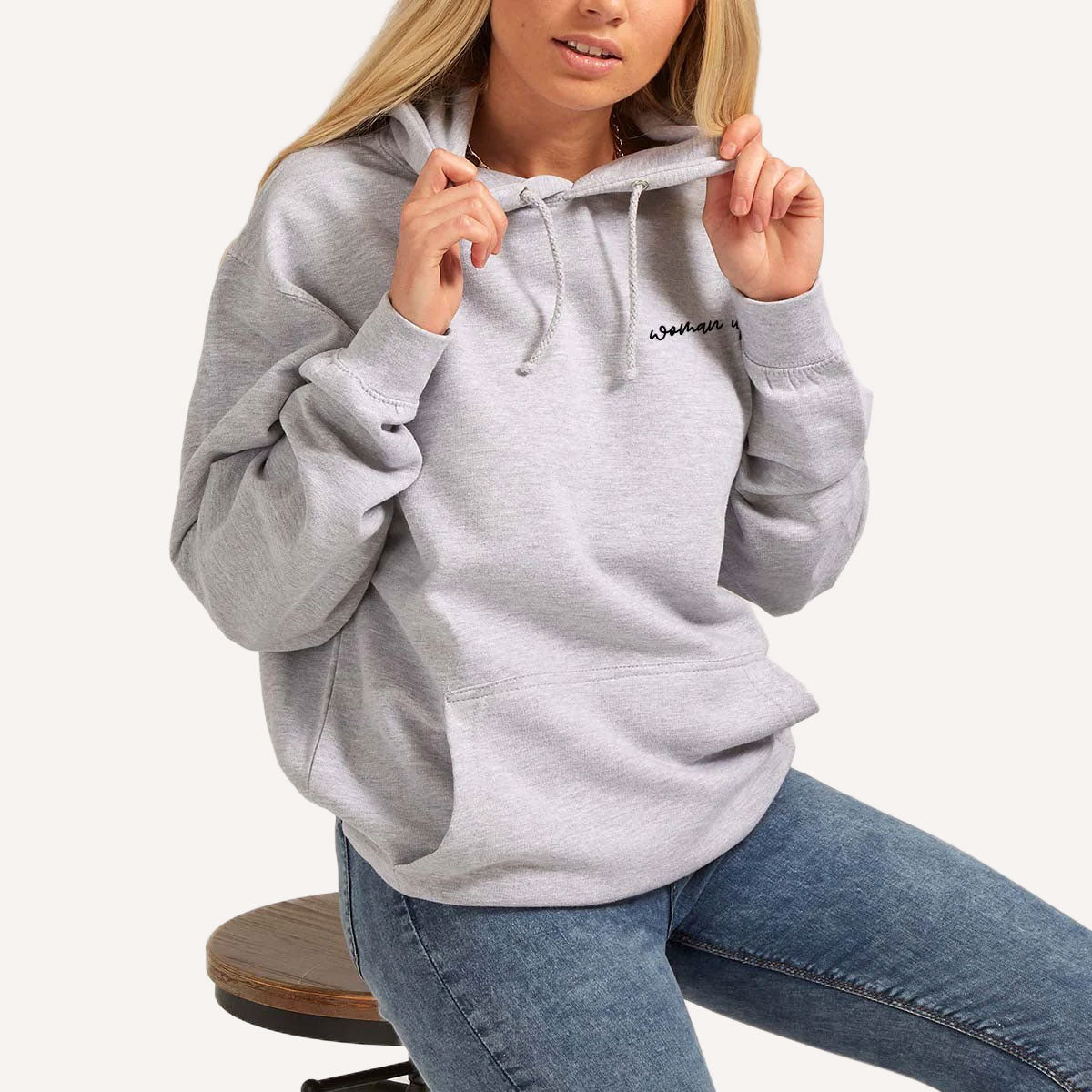 Woman Up Embroidery Detail Hoodie-Feminist Apparel, Feminist Clothing, Feminist Hoodie, JH001-The Spark Company