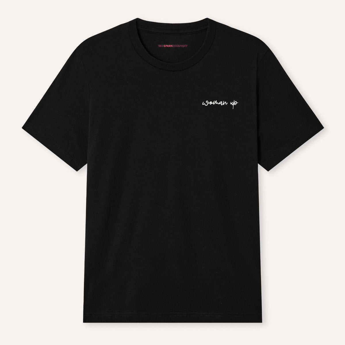 Woman Up Embroidery Detail T-Shirt-Feminist Apparel, Feminist Clothing, Feminist T Shirt, BC3001-The Spark Company