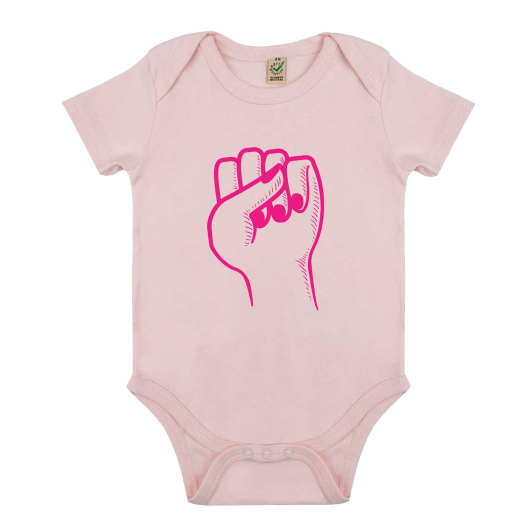 Feminist Fist Babygrow-Feminist Apparel, Feminist Clothing, Feminist Baby Onesie, EPB02-The Spark Company