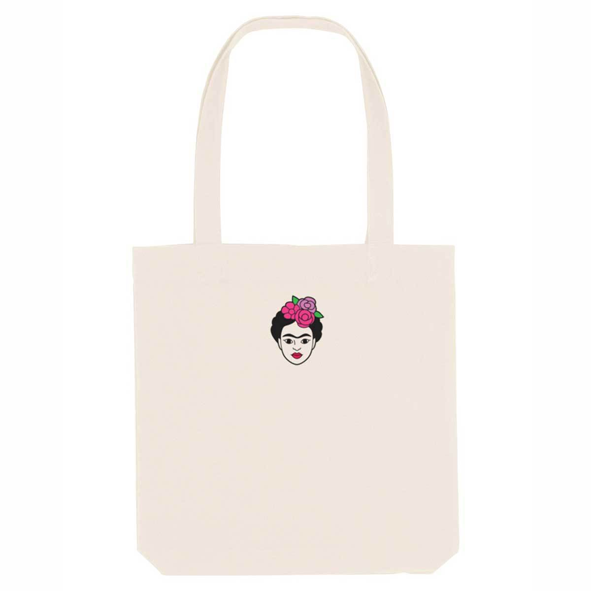Frida Strong as Hell Embroidered Tote Bag-Feminist Apparel, Feminist Gift, Feminist Tote Bag-The Spark Company