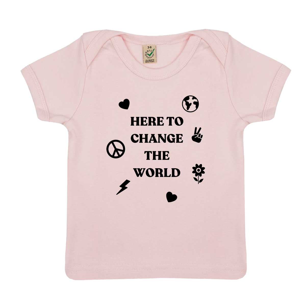Here To Change The World Baby T-Shirt-Feminist Apparel, Feminist Clothing, Feminist Baby T Shirt, EPB01-The Spark Company