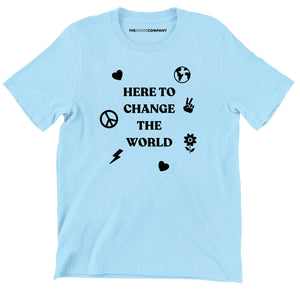 Here To Change The World Kids T-Shirt-Feminist Apparel, Feminist Clothing, Feminist Kids T Shirt, MiniCreator-The Spark Company