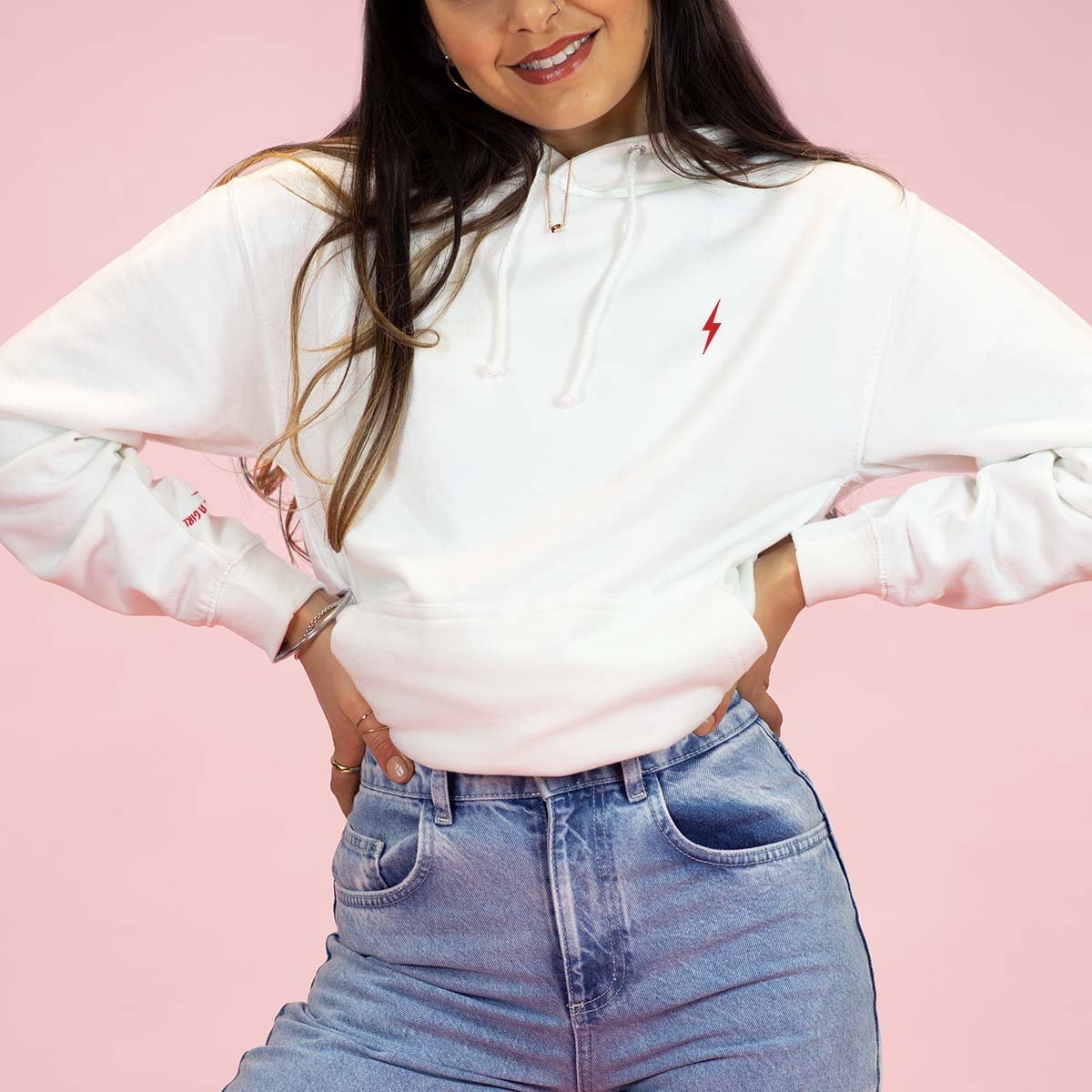 Lightning Embroidery Detail Hoodie-Feminist Apparel, Feminist Clothing, Feminist Hoodie, JH001-The Spark Company