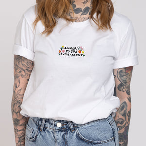 Allergic To The Patriarchy Embroidered T-Shirt-Feminist Apparel, Feminist Clothing, Feminist T Shirt-The Spark Company