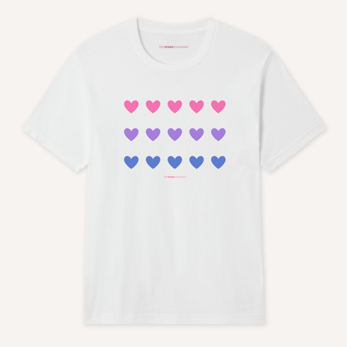 Bisexual Hearts LGBTQ+ Pride T-Shirt-LGBT Apparel, LGBT Clothing, LGBT T Shirt, BC3001-The Spark Company