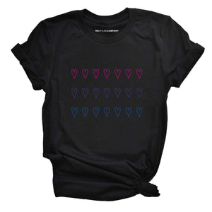Bisexual Hearts LGBTQ+ Pride T-Shirt-LGBT Apparel, LGBT Clothing, LGBT T Shirt, BC3001-The Spark Company