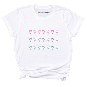 Bisexual Hearts LGBTQ+ Pride T-Shirt-LGBT Apparel, LGBT Clothing, LGBT T Shirt, BC3001-The Spark Company