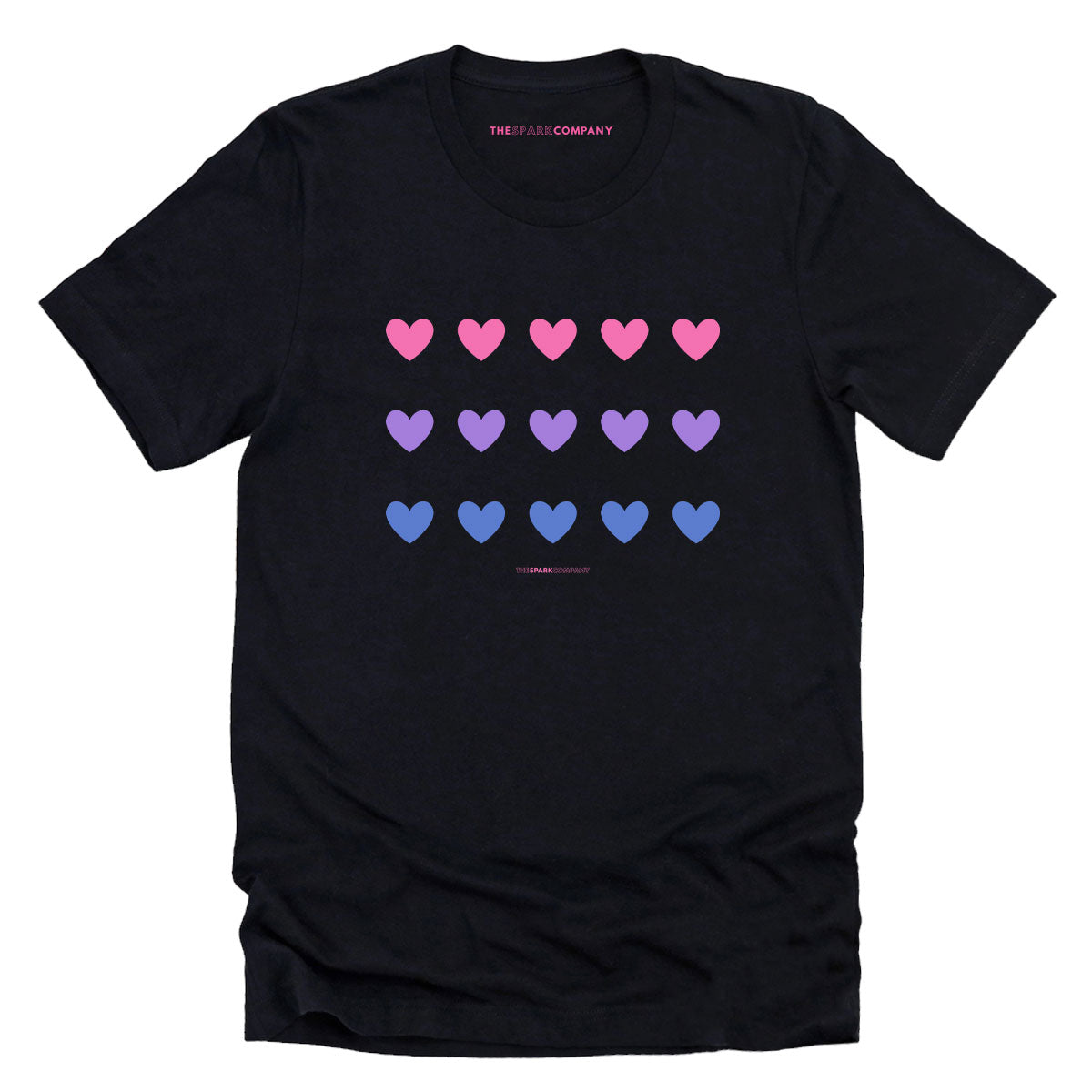 Bisexual Hearts LGBTQ+ Pride T-Shirt-LGBT Apparel, LGBT Clothing, LGBT T Shirt, BC3001-The Spark Company