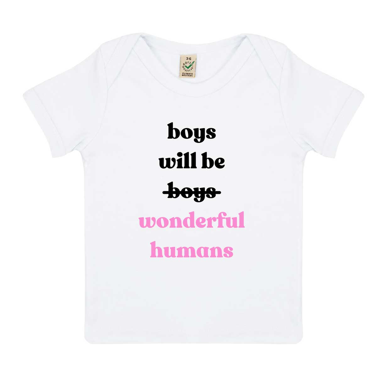 Boys Will Be Wonderful Humans Baby T-Shirt-Feminist Apparel, Feminist Clothing, Feminist Baby T Shirt, EPB01-The Spark Company