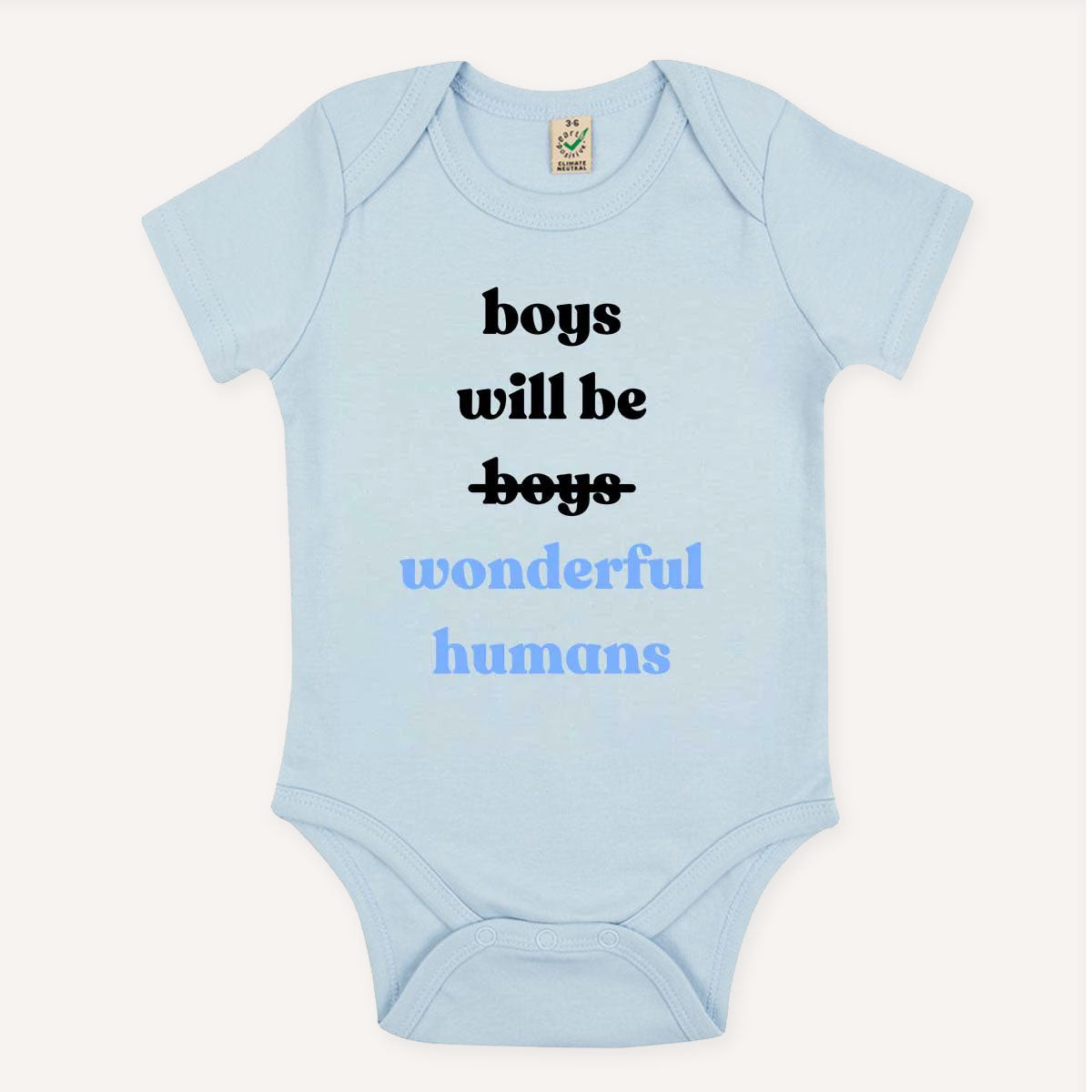 Boys Will Be Wonderful Humans Babygrow-Feminist Apparel, Feminist Clothing, Feminist Baby Onesie, EPB02-The Spark Company