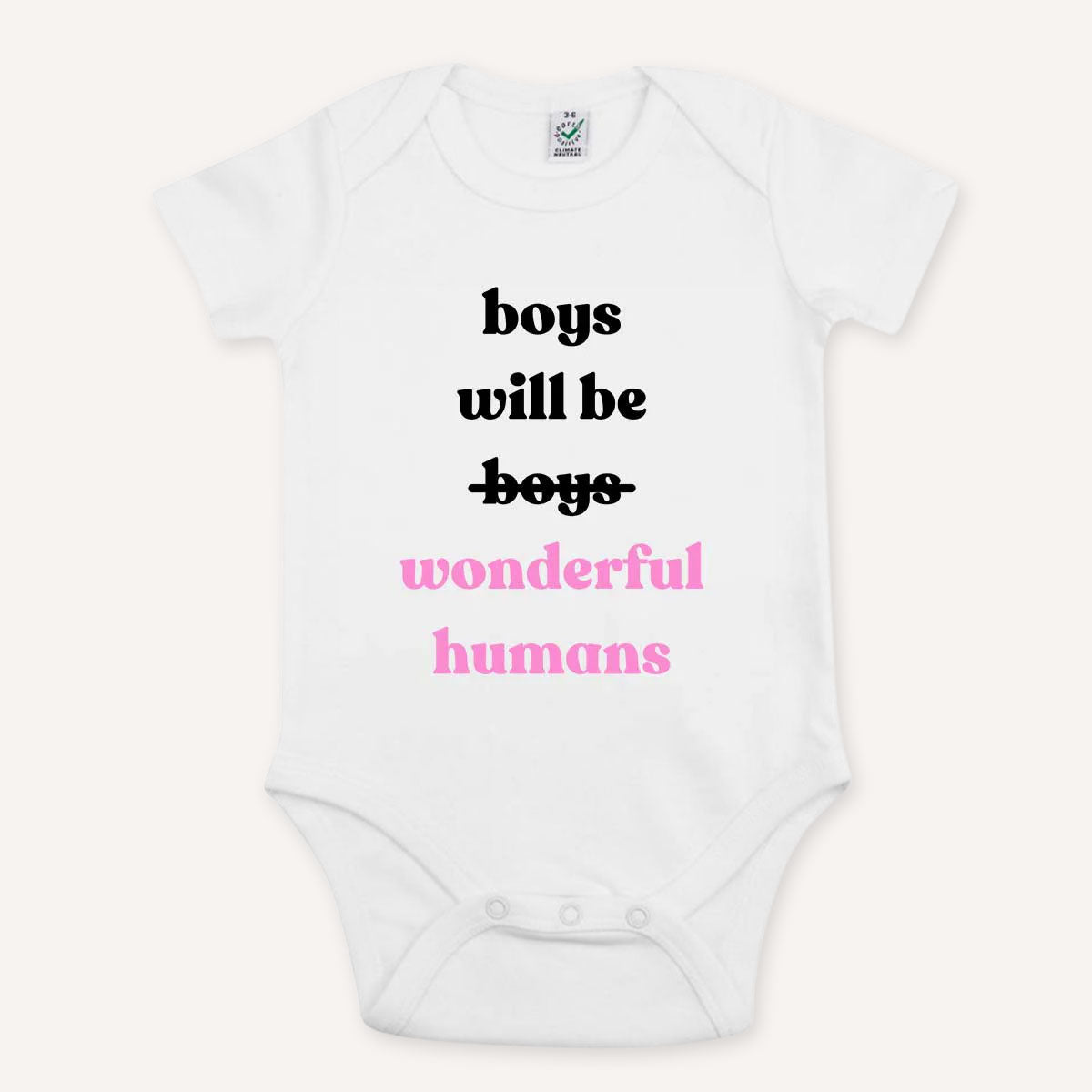 Boys Will Be Wonderful Humans Babygrow-Feminist Apparel, Feminist Clothing, Feminist Baby Onesie, EPB02-The Spark Company