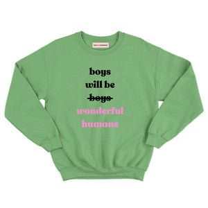 Boys Will Be Wonderful Humans Kids Sweatshirt-Feminist Apparel, Feminist Clothing, Feminist Kids Sweatshirt, JH030B-The Spark Company