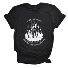 Load image into Gallery viewer, Burn One Witch Expect The Whole Coven T-Shirt-Feminist Apparel, Feminist Clothing, Feminist T Shirt, BC3001-The Spark Company