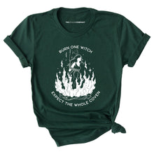 Load image into Gallery viewer, Burn One Witch Expect The Whole Coven T-Shirt-Feminist Apparel, Feminist Clothing, Feminist T Shirt, BC3001-The Spark Company