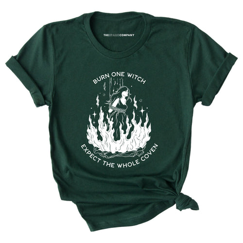 Burn One Witch Expect The Whole Coven T-Shirt-Feminist Apparel, Feminist Clothing, Feminist T Shirt, BC3001-The Spark Company