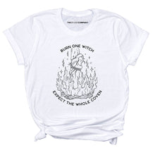 Load image into Gallery viewer, Burn One Witch Expect The Whole Coven T-Shirt-Feminist Apparel, Feminist Clothing, Feminist T Shirt, BC3001-The Spark Company