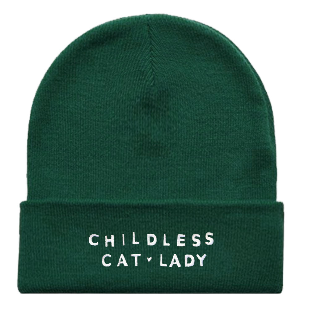 Childless Cat Lady Embroidered Beanie Hat-Feminist Apparel, Feminist Gift, Feminist Cuffed Beanie Hat, BB45-The Spark Company