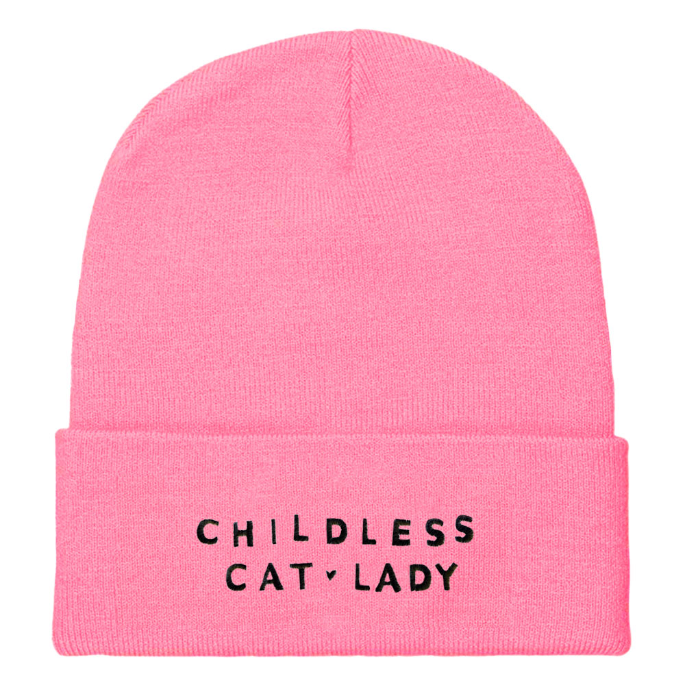 Childless Cat Lady Embroidered Beanie Hat-Feminist Apparel, Feminist Gift, Feminist Cuffed Beanie Hat, BB45-The Spark Company