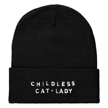 Load image into Gallery viewer, Childless Cat Lady Embroidered Beanie Hat-Feminist Apparel, Feminist Gift, Feminist Cuffed Beanie Hat, BB45-The Spark Company