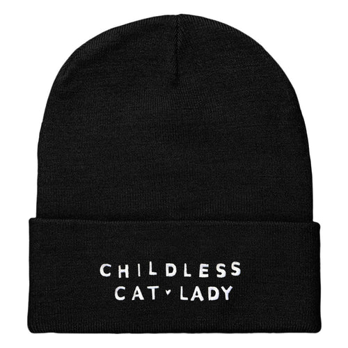 Childless Cat Lady Embroidered Beanie Hat-Feminist Apparel, Feminist Gift, Feminist Cuffed Beanie Hat, BB45-The Spark Company