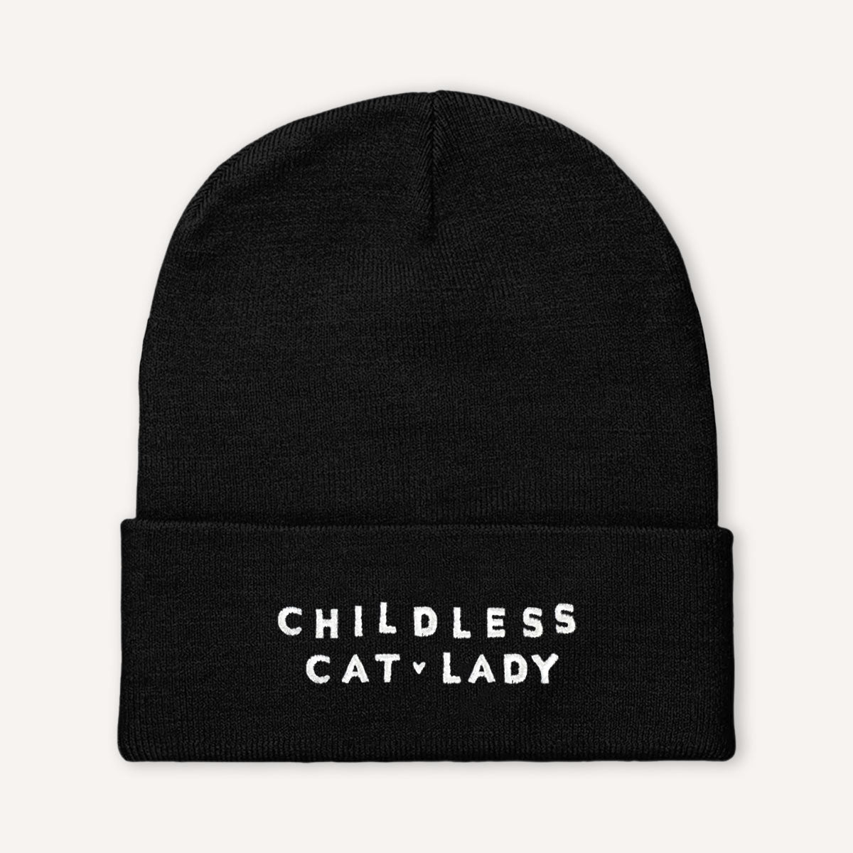 Childless Cat Lady Embroidered Beanie Hat-Feminist Apparel, Feminist Gift, Feminist Cuffed Beanie Hat, BB45-The Spark Company