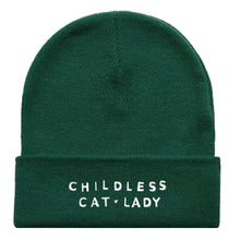 Load image into Gallery viewer, Childless Cat Lady Embroidered Beanie Hat-Feminist Apparel, Feminist Gift, Feminist Cuffed Beanie Hat, BB45-The Spark Company