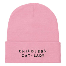 Load image into Gallery viewer, Childless Cat Lady Embroidered Beanie Hat-Feminist Apparel, Feminist Gift, Feminist Cuffed Beanie Hat, BB45-The Spark Company