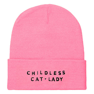 Childless Cat Lady Embroidered Beanie Hat-Feminist Apparel, Feminist Gift, Feminist Cuffed Beanie Hat, BB45-The Spark Company