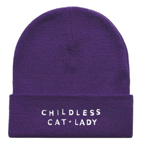 Childless Cat Lady Embroidered Beanie Hat-Feminist Apparel, Feminist Gift, Feminist Cuffed Beanie Hat, BB45-The Spark Company