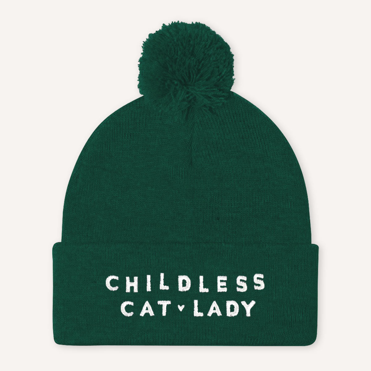 Childless Cat Lady Embroidered Pom Pom Beanie Hat-Feminist Apparel, Feminist Gift, Feminist Beanie Hat BB426-The Spark Company