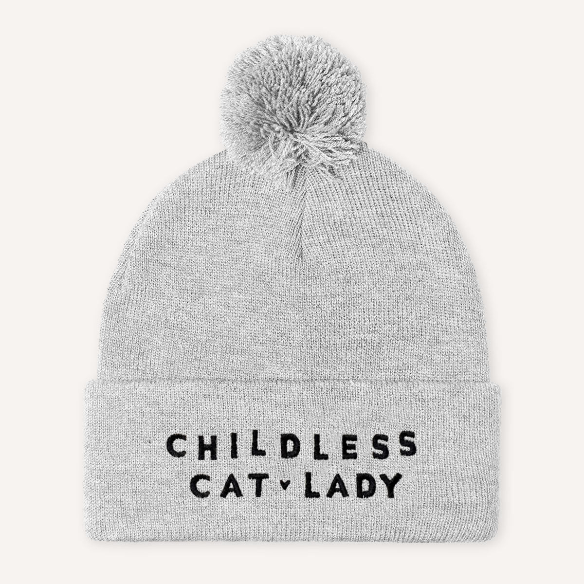 Childless Cat Lady Embroidered Pom Pom Beanie Hat-Feminist Apparel, Feminist Gift, Feminist Beanie Hat BB426-The Spark Company