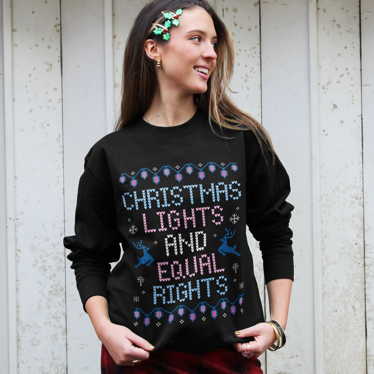 Christmas Lights And Equal Rights Ugly Christmas Jumper-Feminist Apparel, Feminist Clothing, Feminist Sweatshirt, JH030-The Spark Company