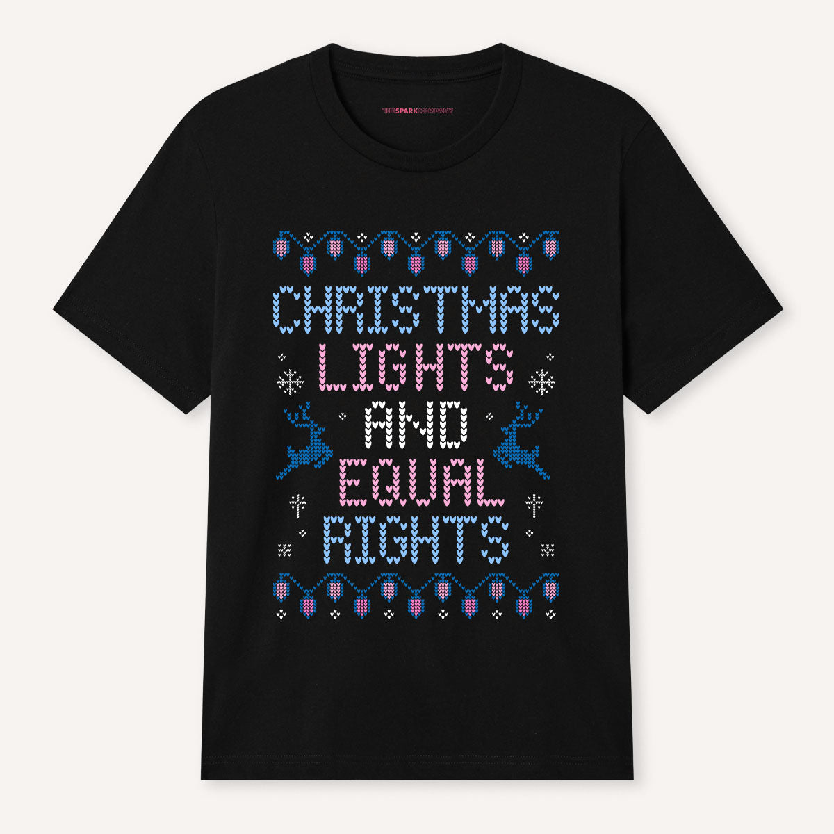 Christmas Lights And Equal Rights Ugly Christmas T-Shirt-Feminist Apparel, Feminist Clothing, Feminist T Shirt, BC3001-The Spark Company
