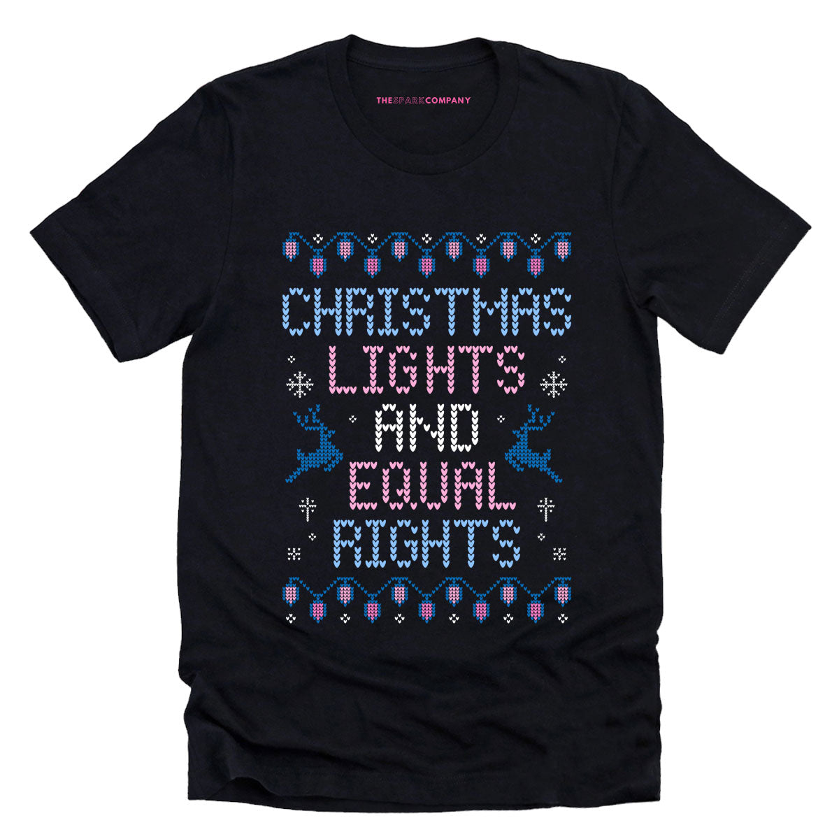Christmas Lights And Equal Rights Ugly Christmas T-Shirt-Feminist Apparel, Feminist Clothing, Feminist T Shirt, BC3001-The Spark Company